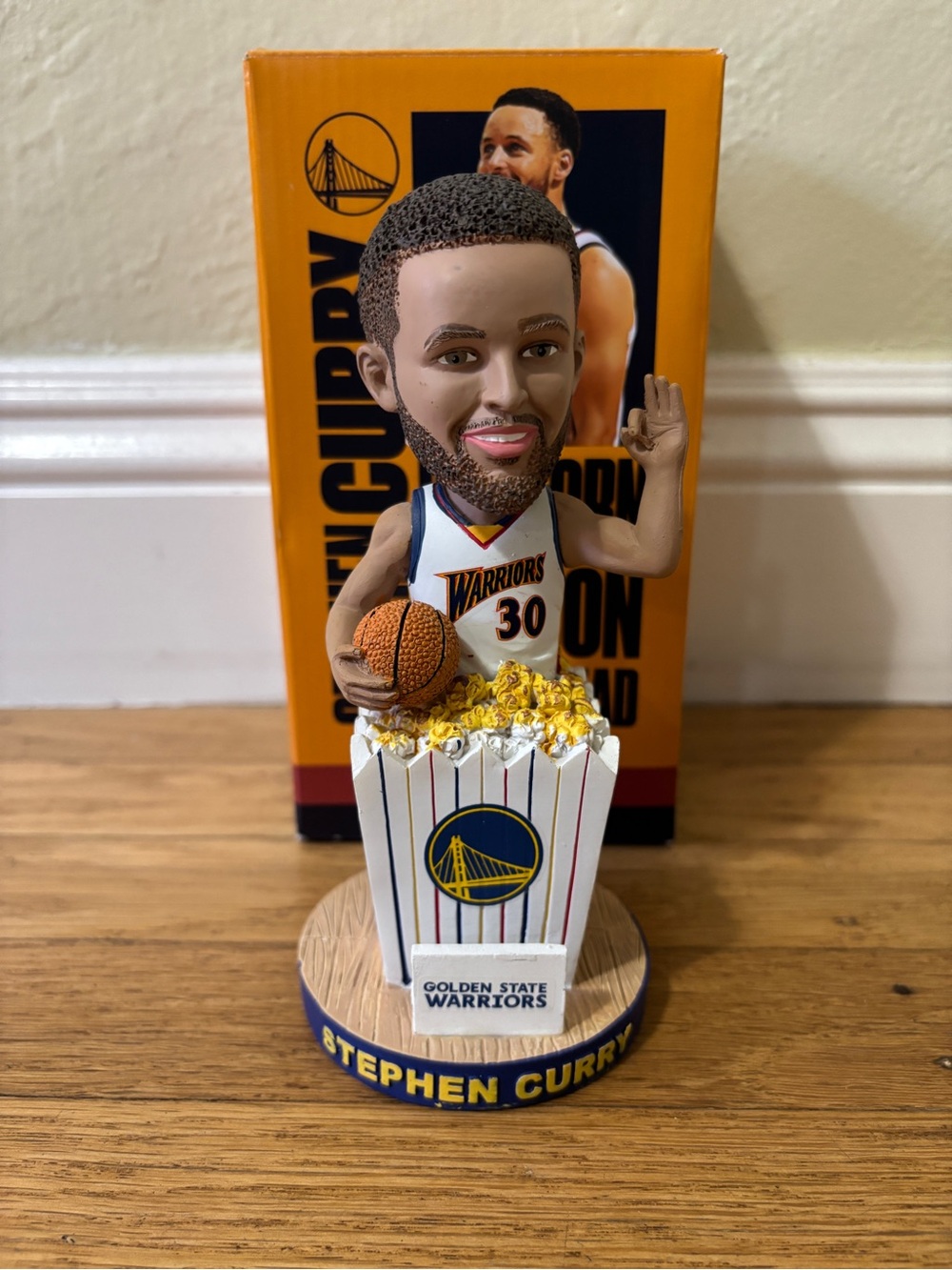 2019 Golden State Warriors Stephen Curry Popcorn Bucket Bobblehead